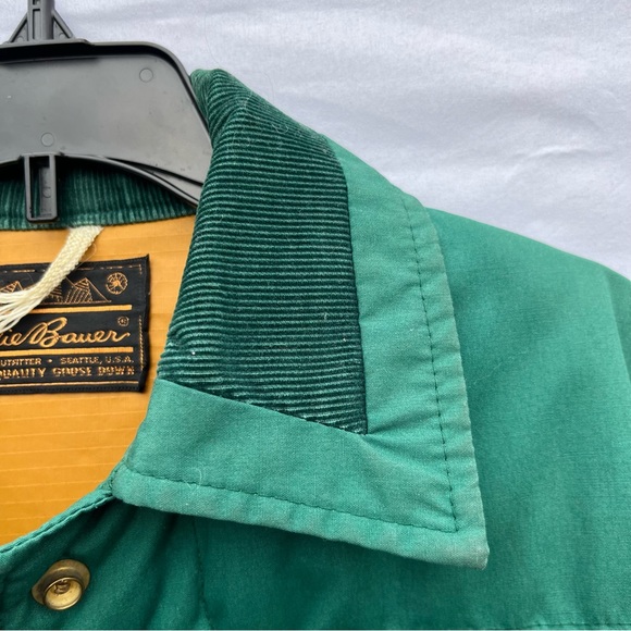 Vintage Eddie Bauer Goose Down Green Snap Button Puffer Coat Jacket - Picture 3 of 12